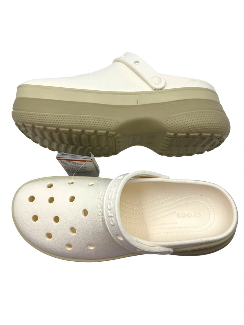 NWT Crocs Classic Stacked Clogs - Chalk / Neutral Platform Sandals Size 11W / 9M